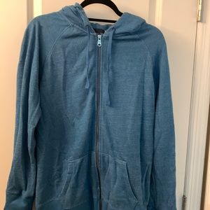 Like new GAP blue and white speckled hoodie jacket